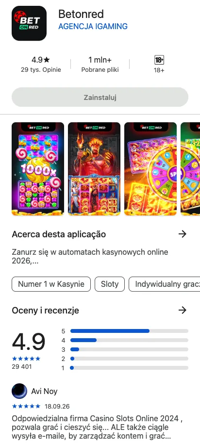Strona „aplikacji” w stylu Google Play na domenie kasyna · 02.10.2026