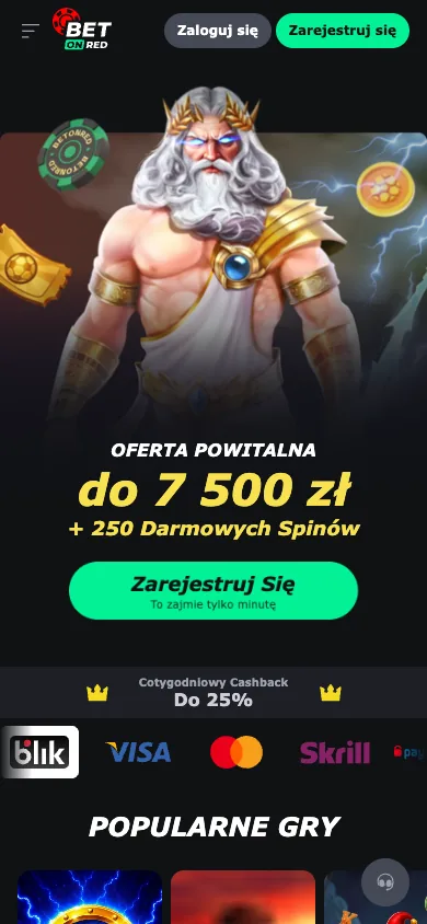 Strona główna BetOnRed na iPhonie